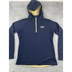 Pitt Panthers Sweatshirt Womens L Blue 1/4 Zip Pullover Hoodie Fleece Lined